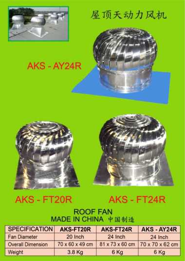 Turbine Ventilator Ventilasi Blower Atap Rumah / Pabrik 24 Inch - AY24R