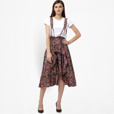 MKY Clothing Layered Floral Ova Skirt with Plain T-Shirt Wanita