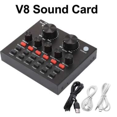Live Mixer Audio USB External Soundcard Broadcast Microphone V8 - soundcard v8 100 % ORIGINAL Hitam