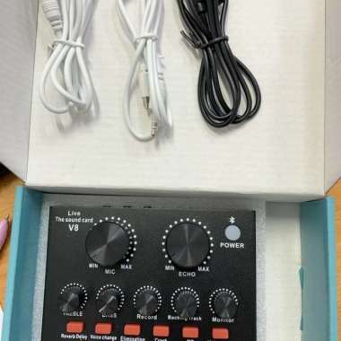 Live Mixer Audio USB External Soundcard Broadcast Microphone V8 100 % ORIGINAL Hitam