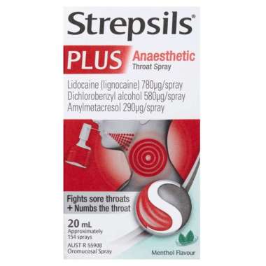 Strepsils Plus Sore Throat Numbing Spray Pain Relief