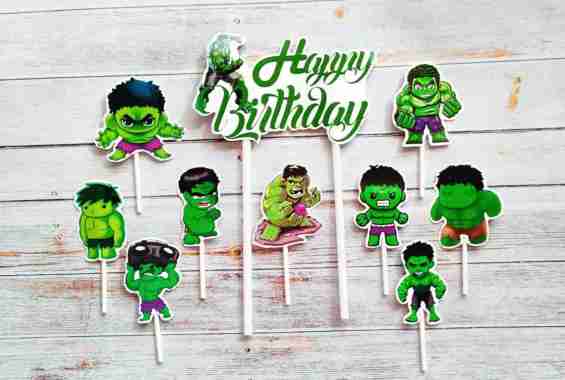 satu set topper toper cake hiasan kue ulang tahun karakter HULK Hulk The Avengers