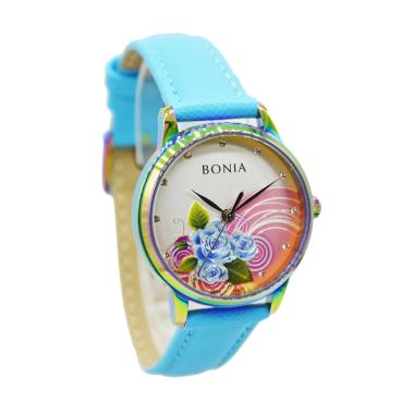 Bonia BNB10507 Floral Motif Jam Tangan Wanita Biru Muda