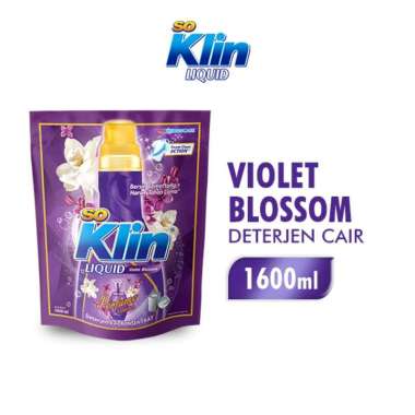 Promo Harga So Klin Liquid Detergent + Anti Bacterial Violet Blossom 1600 ml - Blibli