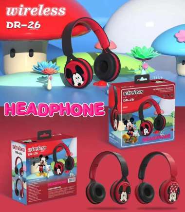 HEADPHONE HEADSET BANDO BLUETOOTH / WIRELESS MICKEY MOUSE TYPE DR 26