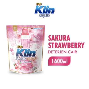 SO KLIN Liquid Detergent Deterjen Cair Soklin Sakura Strawberry 1600 mL
