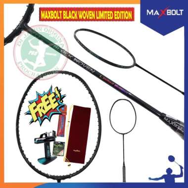 MAXBOLT BLACK WOVEN LIMITED EDITION RAKET BADMINTON ORIGINAL PAKET MBS 66
