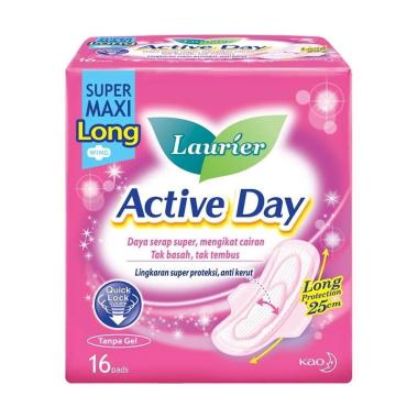 Promo Harga Laurier Active Day X-TRA Long Wing 25cm 16 pcs - Blibli