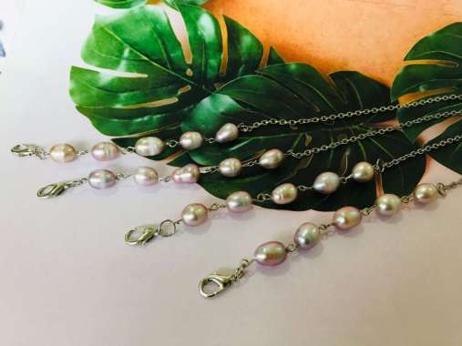 Strap Masker 2 in 1 Rantai Mutiara Air Tawar Super Asli