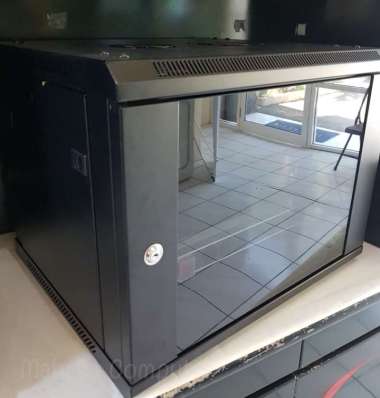RACK WALLMOUNT 6U 500MM Single Door 1 Fan 6 PDU Glass Door + LOCK 1SET