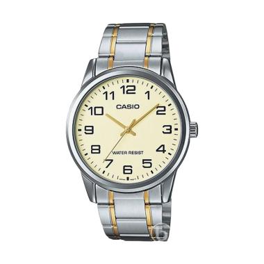 CASIO Enticer Jam Tangan Pria - Silver Gold [Original/ MTP-V001SG] Silver-Gold