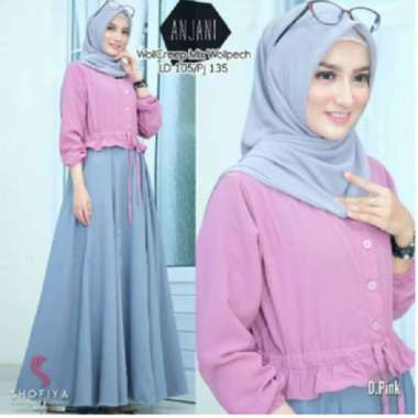 Baju gamis wanita terbaru Anjani Maxi Dress Murah Kekinian Dusty Pink