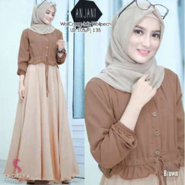 Baju gamis wanita terbaru Anjani Maxi Dress Murah Kekinian Brown/Mocca