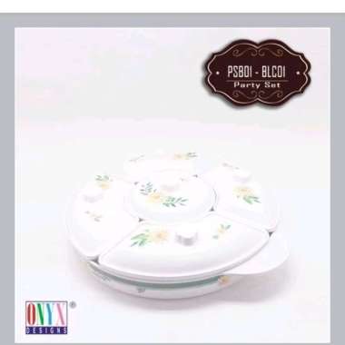 Party Set Melamin Motif Sekat 5 Premium Onyx 14" Prasmanan Set | Wadah Piring Sayur Kuah Saji Jumbo 