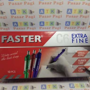 pulpen faster C6 isi 12 pcs hitam dan biru Biru
