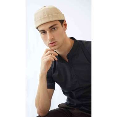 Houseofcuff Peci Beanie Polos Mioki Hat Kopiah Topi Hijrah Muslim Krim Krim