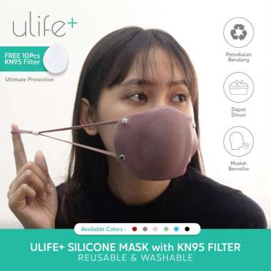 Ulife+ Masker KN95 Silikon Reusable Washable Dewasa & Anak Anti Virus (Masker Non Medis) Dewasa Red