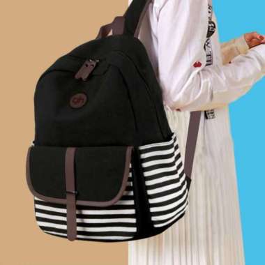 Tas Sekolah Wanita Backpack Anak Perempuan Ransel SD SMP SMA hitam