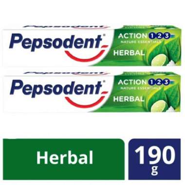 Pepsodent Toothpaste Pasta Gigi Herbal Action 123 190gr Twin Pack