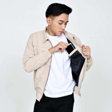Emoline Trucker Jacket Cream - Jaket Trucker Unisex Cream XXL