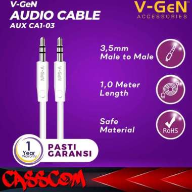 Kabel AUX V-GeN CA1-03 Audio Cable 1 Meter 3.5mm Male to Male - 1M