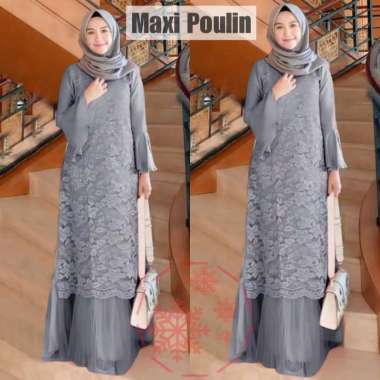 (MODEL BARU) SIZE M,L,XL,XXL/GAMIS MAXI POULIN/GAMIS MUSLIM BRUKAT/GAMIS BRUKAT TIMBUL XL ABU