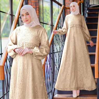 Quinza (Ready New Gamis Termurah Size S/M, L,XL,XXL) Gamis Pesta/ Gamis Brukat Tile/Gamis Jumbo Kwal