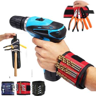Gelang sabuk Magnet alat tukang kontraktor kontruksi Magnetic Wristband Merah