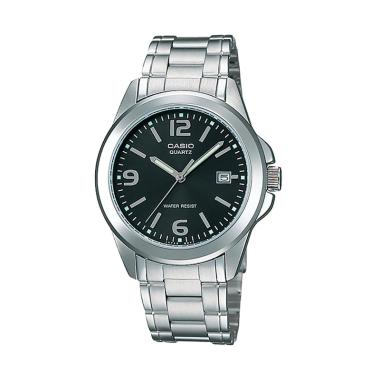 CASIO Enticer Analog Jam Tangan Pria [Original/MTP-1A-1215] Black Silver