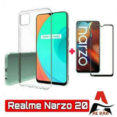 SOFTCASE OPPO REALME NARZO 20 - CLEAR BONUS TEMPERED GLASS WARNA