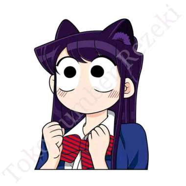 Sticker Komi Shouko Cant Communicate Cat Kepala Besar Stiker Kostum Big Pout Window Anime Request Cu