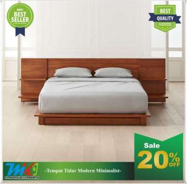Ranjang tempat tidur dipan kayu jati minimalis terbaru murah MKI Furniture 120 x 200