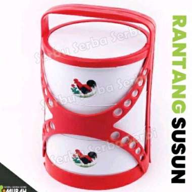 Rantang Plastik 3 Susun / Wadah Bekal / Rantang Plastik Motif Ayam Jago