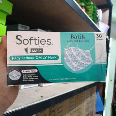 Masker Softies Daily Batik 3ply isi 30 pcs / Softies Batik 30 PROMO Batik Biru