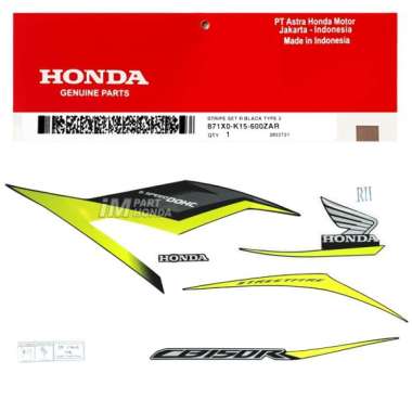 AHM 871X0-K15-600ZAR Stiker CB 150 R LED 2018 Hitam Kuning Wild Black Kanan
