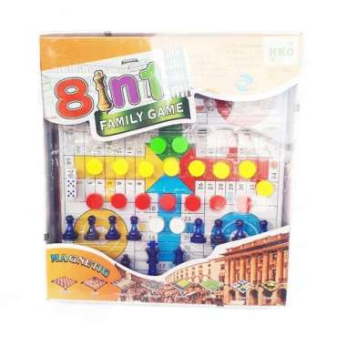 8 in 1 Family Board Game Permainan jadul Chess,ludo, snake ladder etc