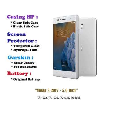 Nokia 3 2017 - 5.0 inch - Case - Screen Protector - Battery - Dll Battery