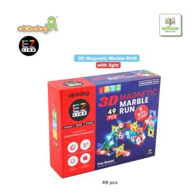 Okiedog Ez Link 3D Magnetic Marble Run With Light Mainan Anak 49 pcs