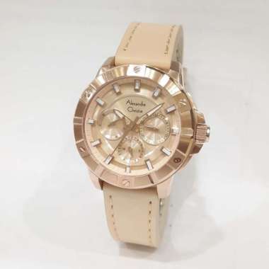 Alexandre Christie 6609BFL Jam Tangan Wanita Tali Kulit Rosegold