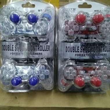 M-Tech MT-830S Gamepad DOUBLE TRANSPARAN Stick Biru