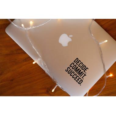 Grapinno Decide Commite Succeed Quotes Decal Sticker Laptop for Apple MacBook 13 Inch hitam