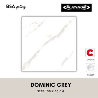 KERAMIK LANTAI MOTIF MARMER PUTIH 50X50 PLATINUM DOMINIC GREY MURAH