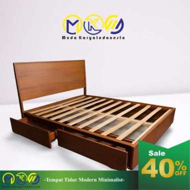 MKI Tempat Tidur Laci Kayu Jati Dipan Minimalis Murah Jepara 90 x 200cm