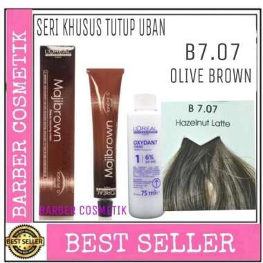 pewarna rambut loreal majibrown B7.07 + oxydant pewarna rambut loreal cat saja