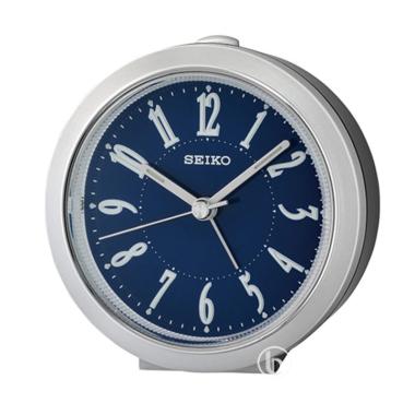 SEIKO QHE-180 Lumibrite Beep Quiet Sweep Alarm Jam Beker Blue Silver