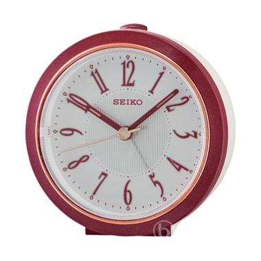 SEIKO QHE-180 Lumibrite Beep Quiet Sweep Alarm Jam Beker White Red