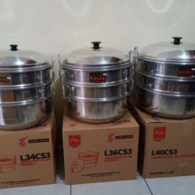 Panci / Dandang / Langseng / Kukusan Susun Tiga 3 Uk 34cm Global Eagle MULTICOLOR