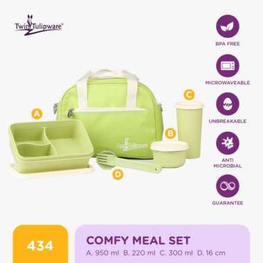 Lunch Box Set Twin Tulipware Comfy Meal Set Avo