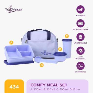 Lunch Box Set Twin Tulipware Comfy Meal Set Blue Diamond