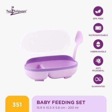 Alat Makan Bayi Twin Tulipware Baby Feeding Set 200 ml Vio